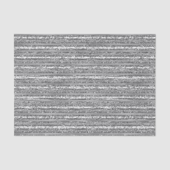 Silver Glittery Stripes Tissue Paper (Front)