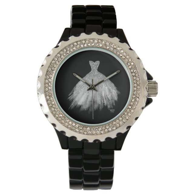 *~* Silver Glittler Wedding Dress Wedding Gown Watch (Front)