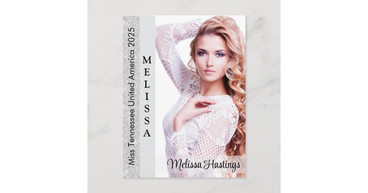 Silver Glitz Pageant Autograph Photo Card | Zazzle