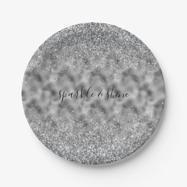 Silver Glitz Sparkle Paper Plates (Front)
