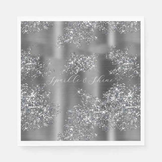 Silver Glitzy Glitter Napkins (Front)