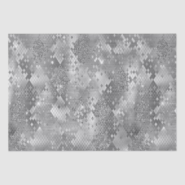 Silver Glitzy Glitter Snake Print Tissue Paper (Front)