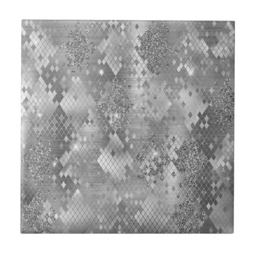 Silver Glitzy Glitter Snake Skin Ceramic Tile