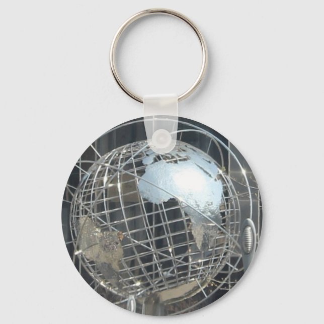 silver globe keychain (Front)