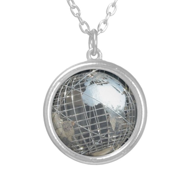 silver globe plated necklace (Front)