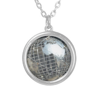 silver globe silver plated necklace