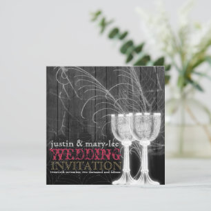 Silver Goblets Spider Web Gothic Vintage Wedding Invitation