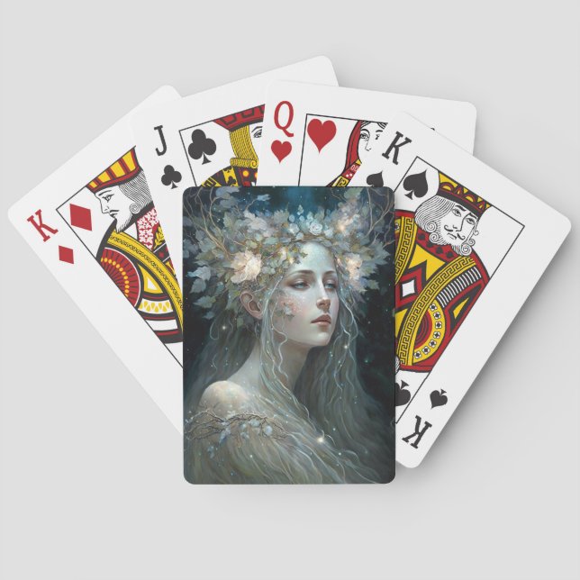Silver Goddess Fantasy Art Poker Cards (Back)