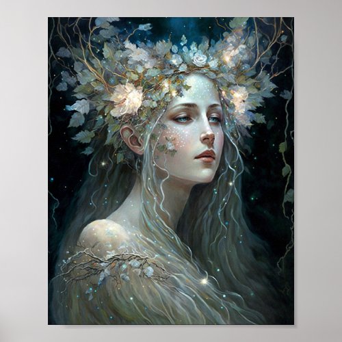 Silver Goddess Fantasy Art Poster