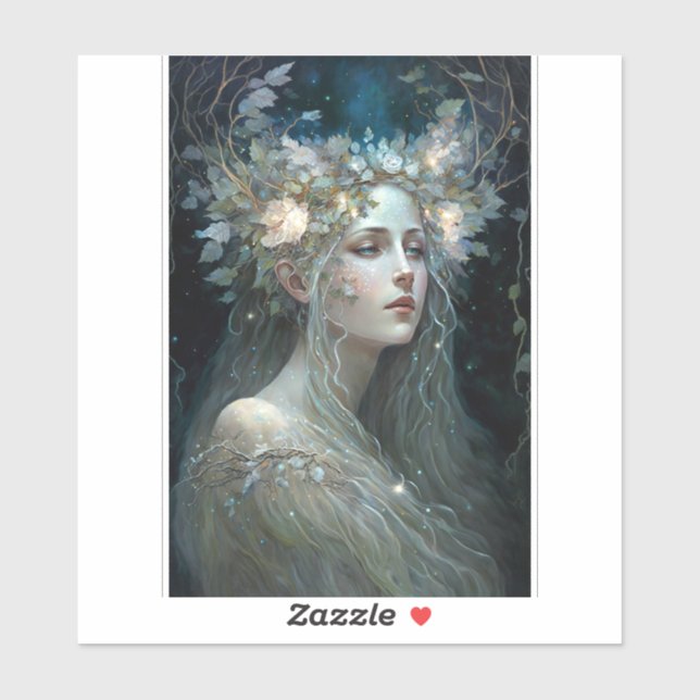 Silver Goddess Fantasy Art Sticker (Sheet)