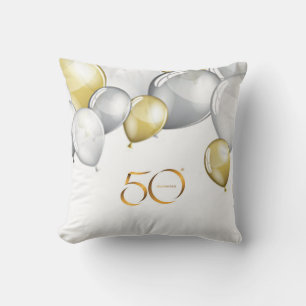 Silver/gold 50th anniversary throw pillow. throw pillow
