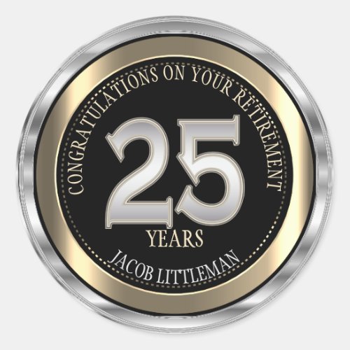 Silver Gold  and Black _ 25 Years Classic Round Sticker