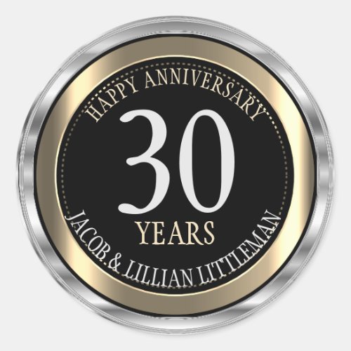 Silver Gold  and Black _ Anniversary _ 00 Years Classic Round Sticker