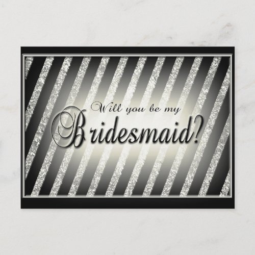 Silver Gold and Black Bridesmaid Invitation