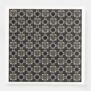 Silver, Gold, and Black Hollywood Regency Pattern Paper Dinner Napkins