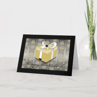 Silver Gold and White Happy Birthday Greeting Card