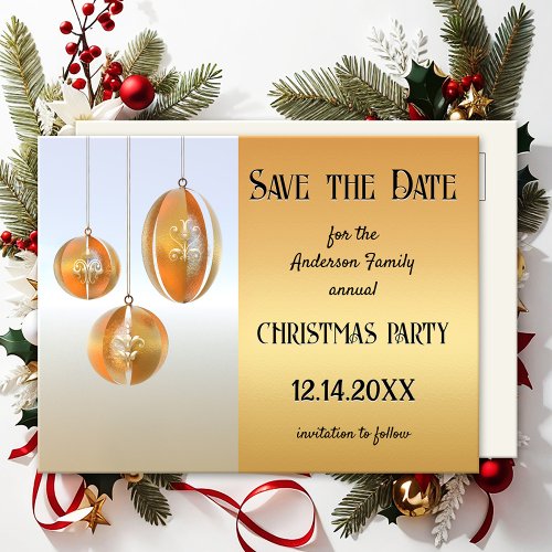 Silver Gold Artistic Christmas Save the Date Postcard