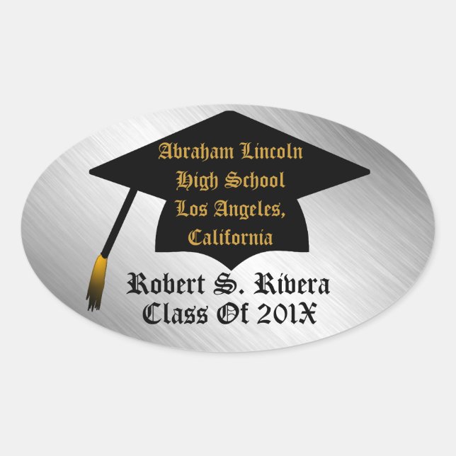 Silver, Gold & Black Custom Graduation Stickers (Front)