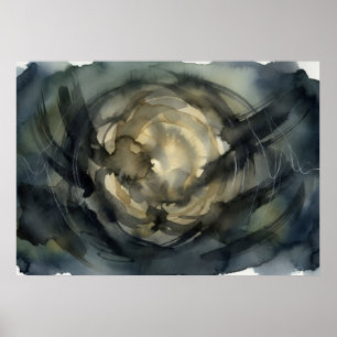Silver Gold Bloom Spirit Abstract Art Poster