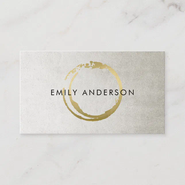 SILVER GOLD BRUSH STROKE STAIN CIRCLE MARK LOGO BUSINESS CARD | Zazzle