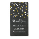 Silver Gold Chalkboard Confetti Wedding Labels<br><div class="desc">Wedding thank you labels in stylish rustic chalkboard pattern with gold and silver confetti pattern,  available in a wide selection of matching wedding products. Perfect for wedding favors or wedding wine bottle labels. (please note glitter effect is print only)</div>