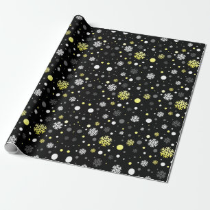 Silver & Gold Christmas Snow pattern Xmas Holiday Wrapping Paper