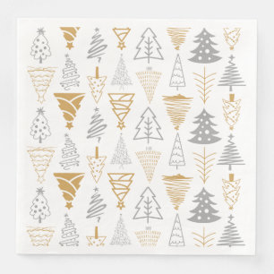 Silver & Gold Christmas Tree Napkin