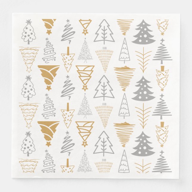 Silver & Gold Christmas Tree Napkin (Front)