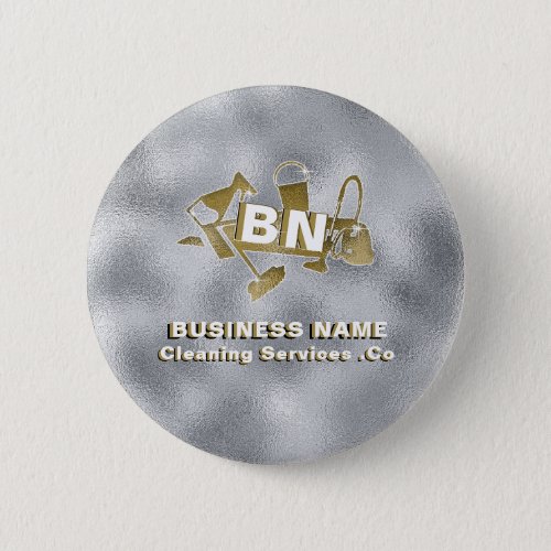 Silver Gold Cleaning Services Custom Logo Elegant Button