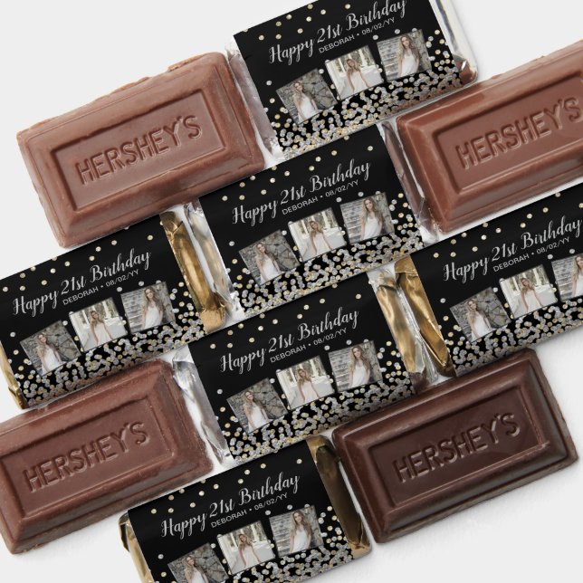 Silver Gold Confetti Photo Collage 21st Birthday Hershey's Miniatures (Assorted)