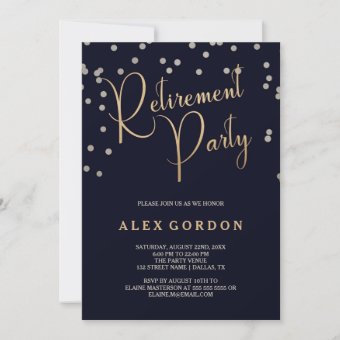 Silver & Gold | Confetti | Retirement Party Invite | Zazzle