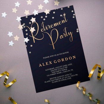 Silver & Gold | Confetti | Retirement Party Invite by Paperpaperpaper at Zazzle