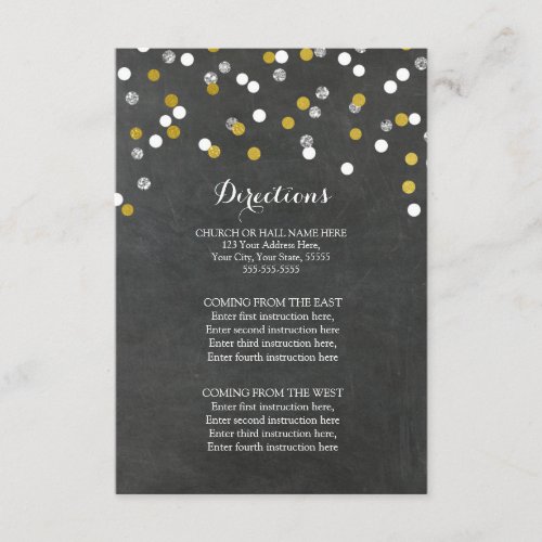 Silver Gold Confetti Wedding Direction Insert