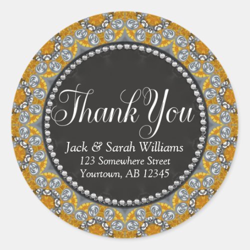Silver Gold Eastern Favor Tag Thank You Sticker