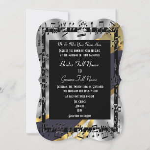 Silver gold elegant formal wedding invitation
