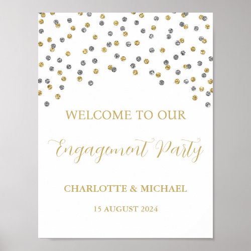 Silver Gold Engagement Party 85x11 Poster