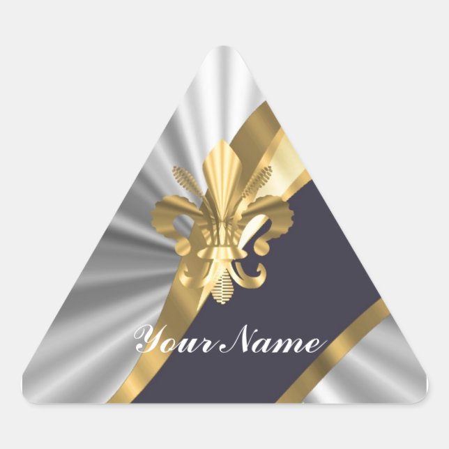 Silver & gold Fleur dy Lys Triangle Sticker (Front)