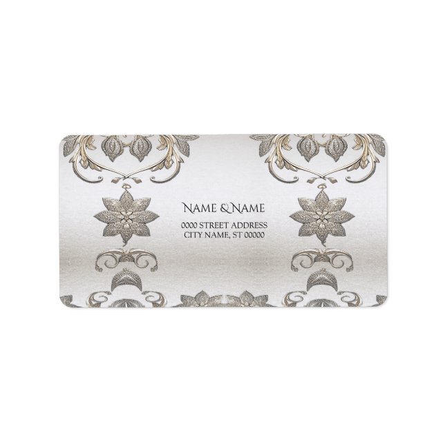 Silver Gold Floral Address Label (Front)