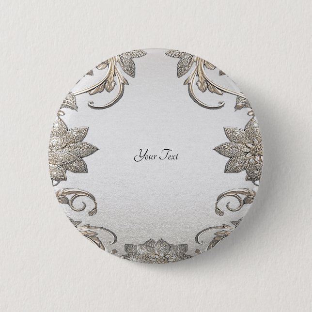 Silver Gold Floral Button (Front)