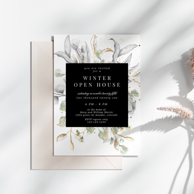 Silver Gold Floral Elegant Square Open House Invitation (Creator Uploaded)