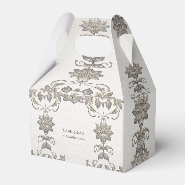 Silver Gold Floral Favor Box (Front Side)