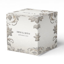 Silver Gold Floral Favor Box