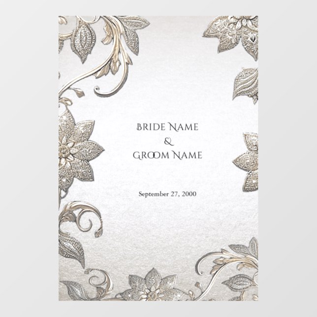 Silver Gold Floral Floor Decal (Front)