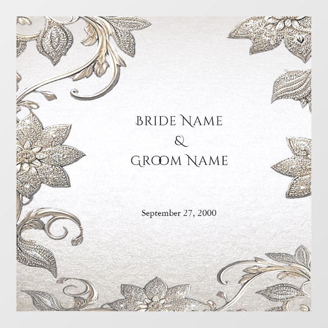 Silver Gold Floral Floor Decal (Front)