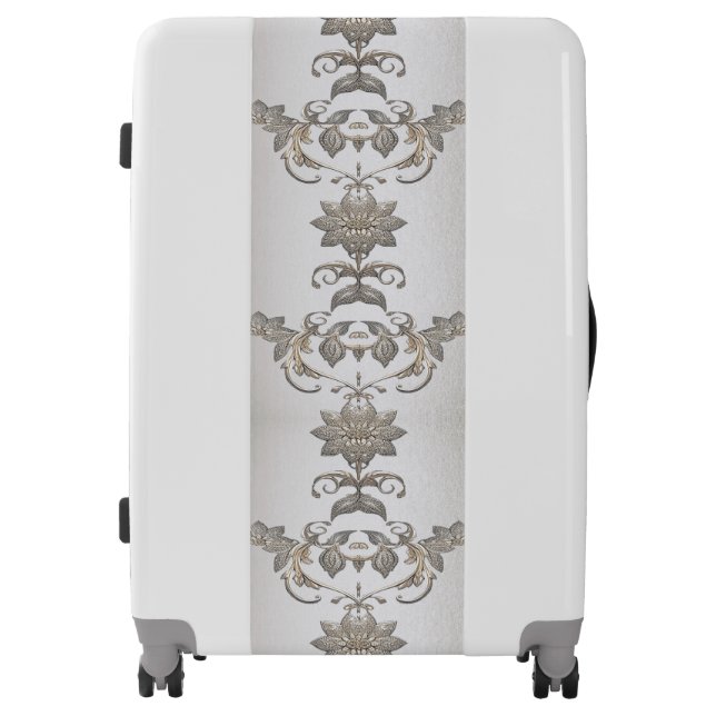 Silver Gold Floral Luggage (Front)