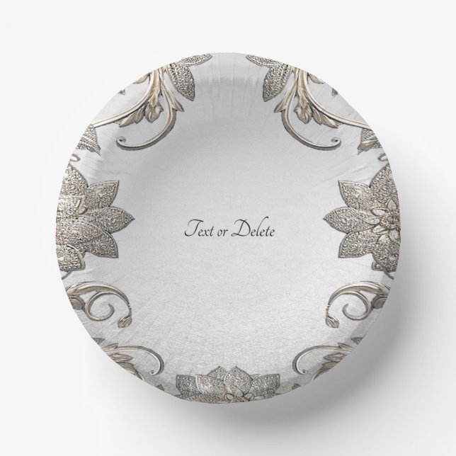Silver Gold Floral Paper Bowls (Front)