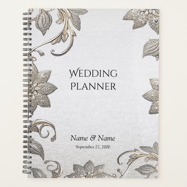 Silver Gold Floral Planner (Front)
