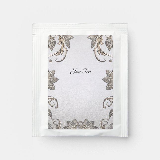 Silver Gold Floral Tea Bag Drink Mix (Front)