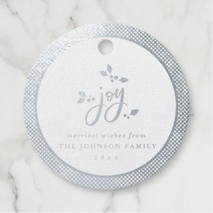 Silver Gold Foil Misteltoe Merry Christmas Favor Tags