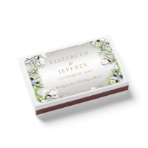 Silver Gold Geometric Floral Wedding Matchboxes